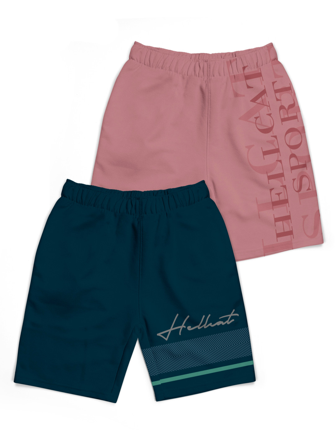 

HELLCAT Boys Typography Printed Shorts, Pink