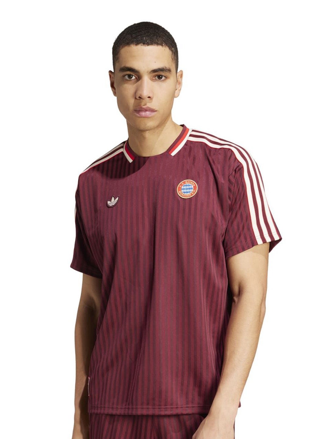 

ADIDAS FCB Icon Striped Jersey T-shirt, Burgundy