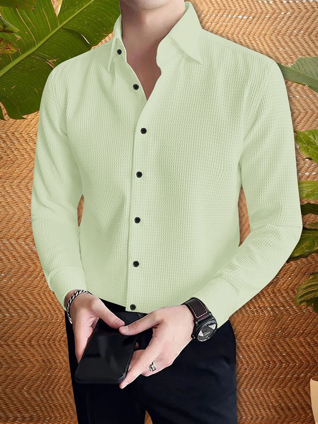 

Moda Rapido Men Original Opaque Casual Shirt, Green