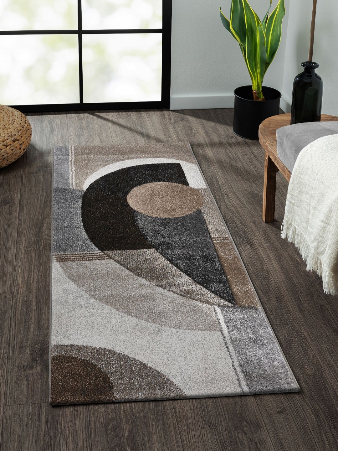 

OBSESSIONS Brown & Cream Geometric Printed FloorRunners