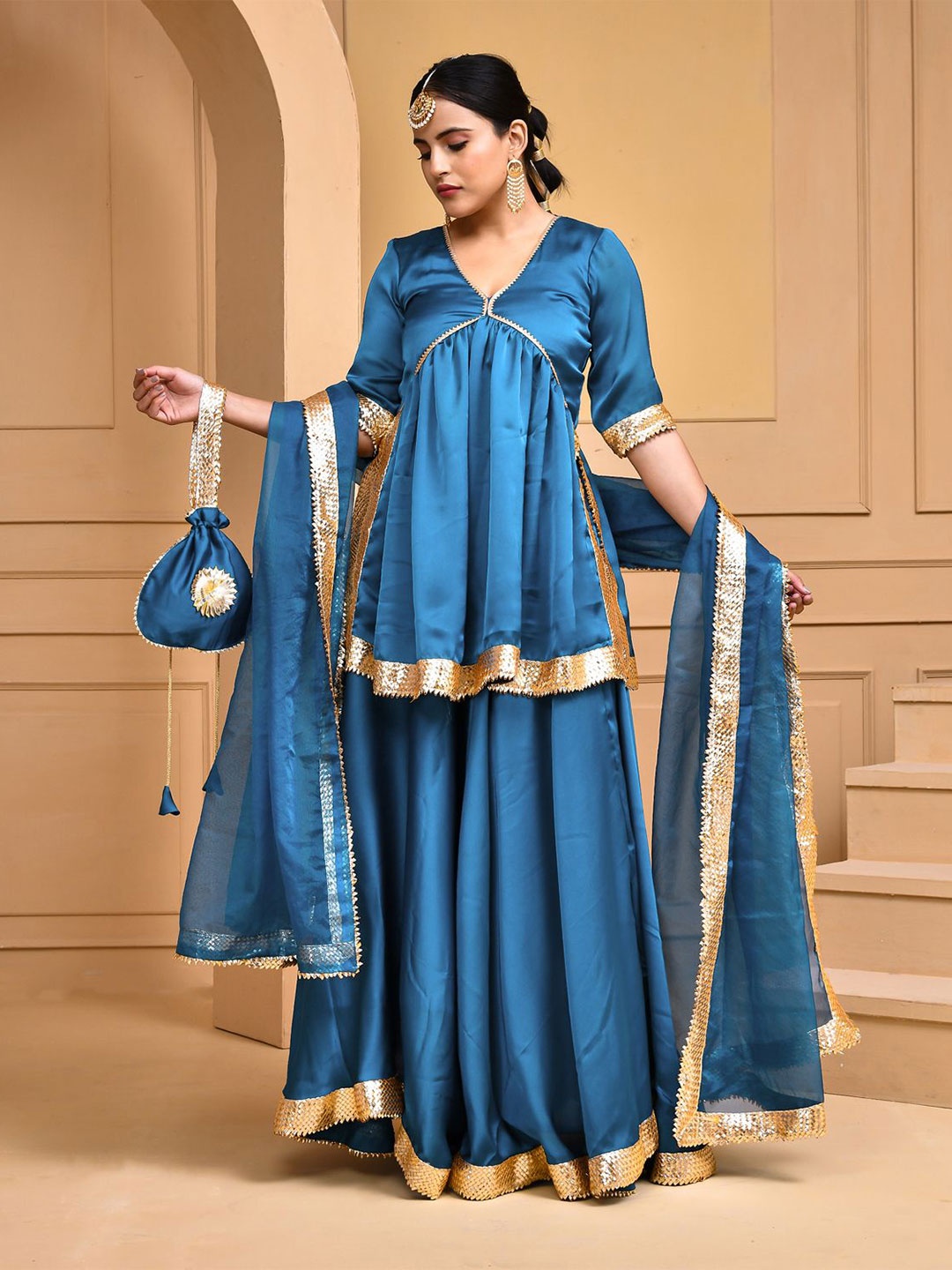 

Bannhi Ready to Wear Lehenga & Blouse With Dupatta, Green