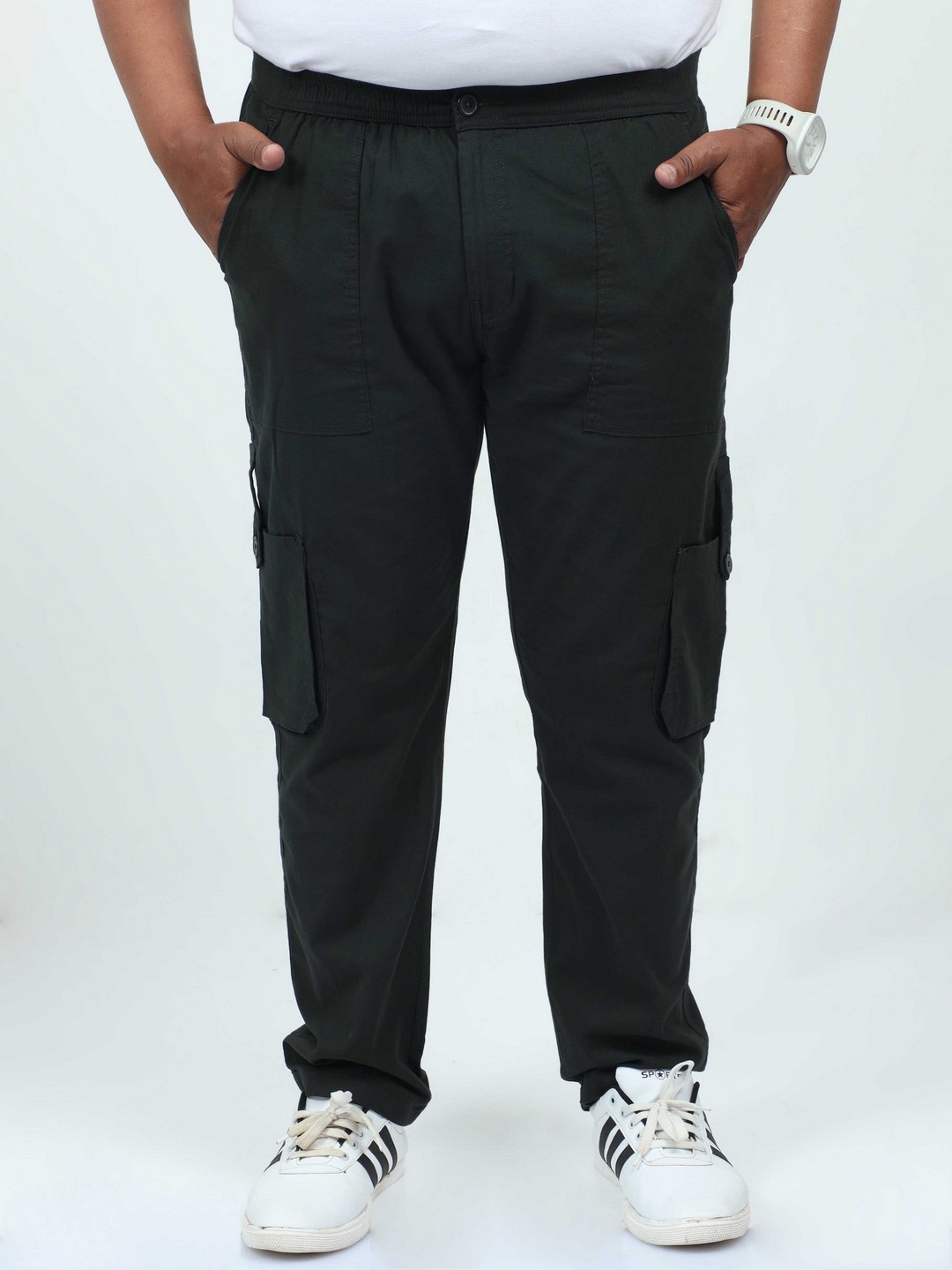 

THE BEETEL HOUSE Men Relaxed Cargos Trousers, Charcoal