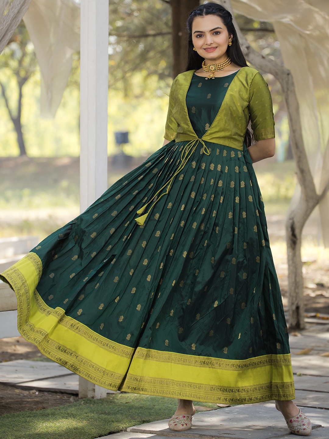 

Tasarika Printed Round Neck Ethnic Dresses, Green