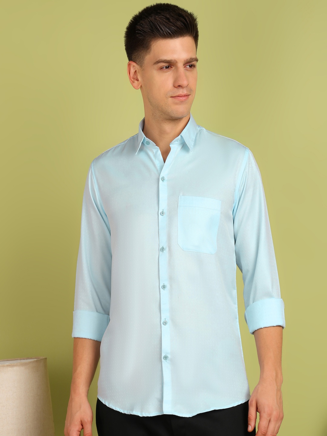 

PulseIQ Men Slim Fit Opaque Formal Shirt, Green