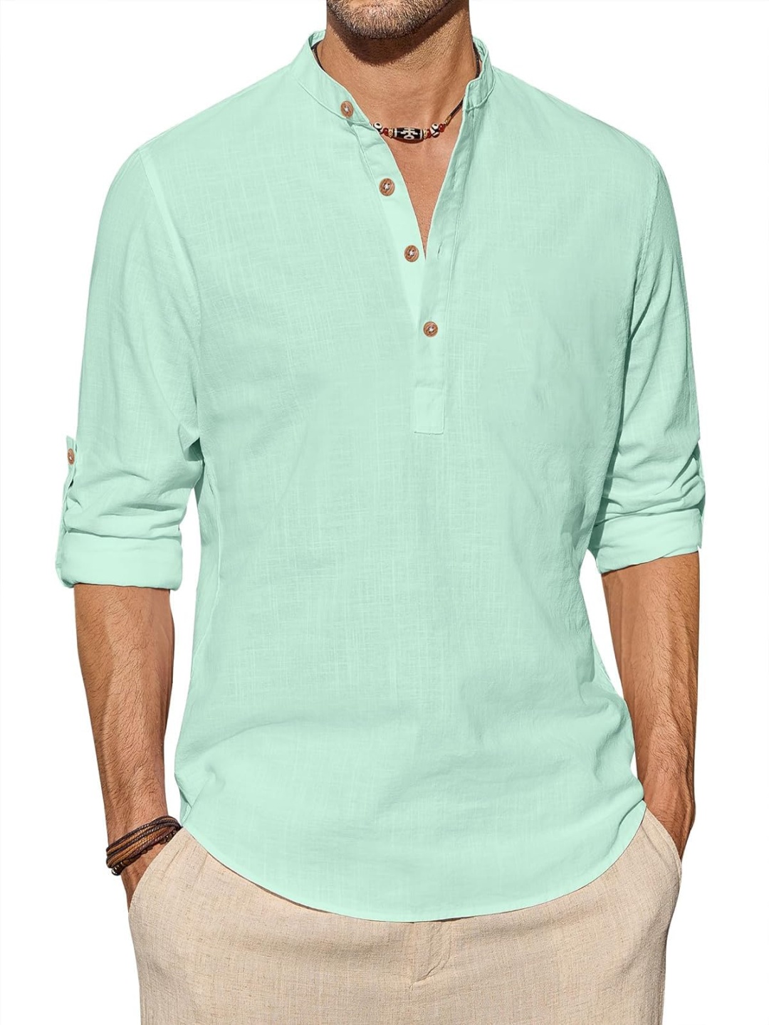 

EdinWolf Slim Fit Mandarin Collar Cotton Straight Short Kurta, Silver
