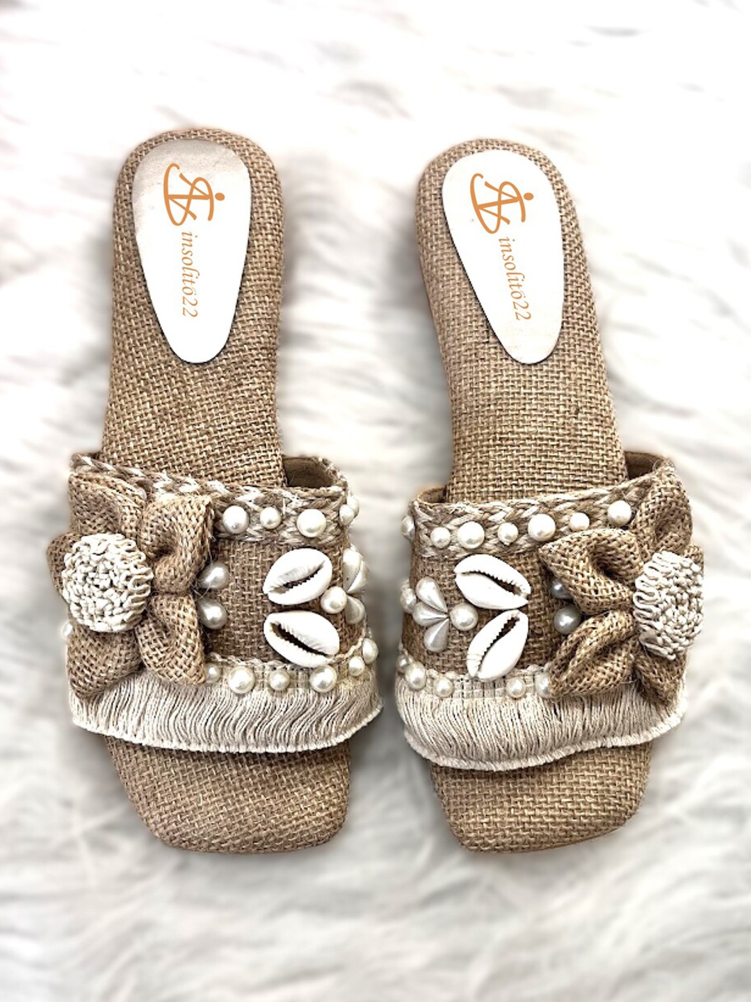 

Insolito22 Women Open Toe Flats with Bows, Cream