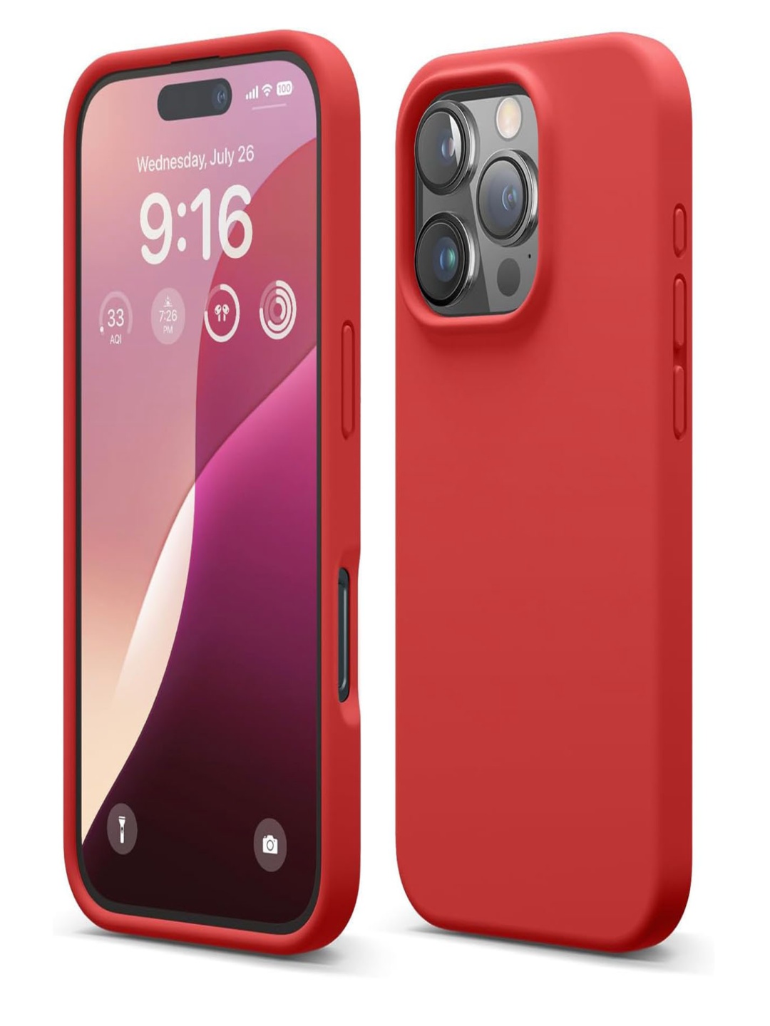 

LIRAMARK Solid Printed iPhone 16 Pro Max Back Case Mobile Accessories, Red