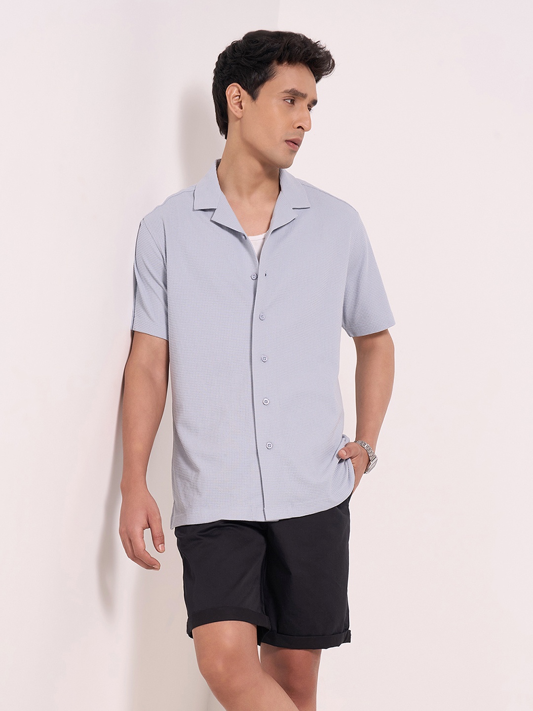 

Peregrine by Pantaloons Men Slim Fit Opaque Casual Shirt, Navy blue