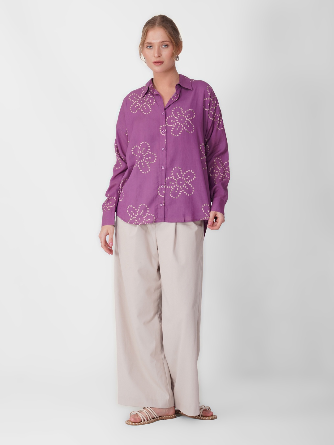 

Zenava by Myntra Women Comfort Opaque Printed Casual Shirt, Purple