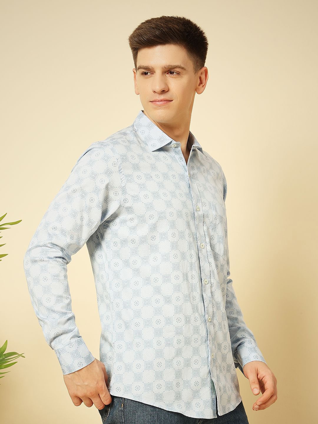 

ENSPYR Men Opaque Printed Casual Shirt, Blue