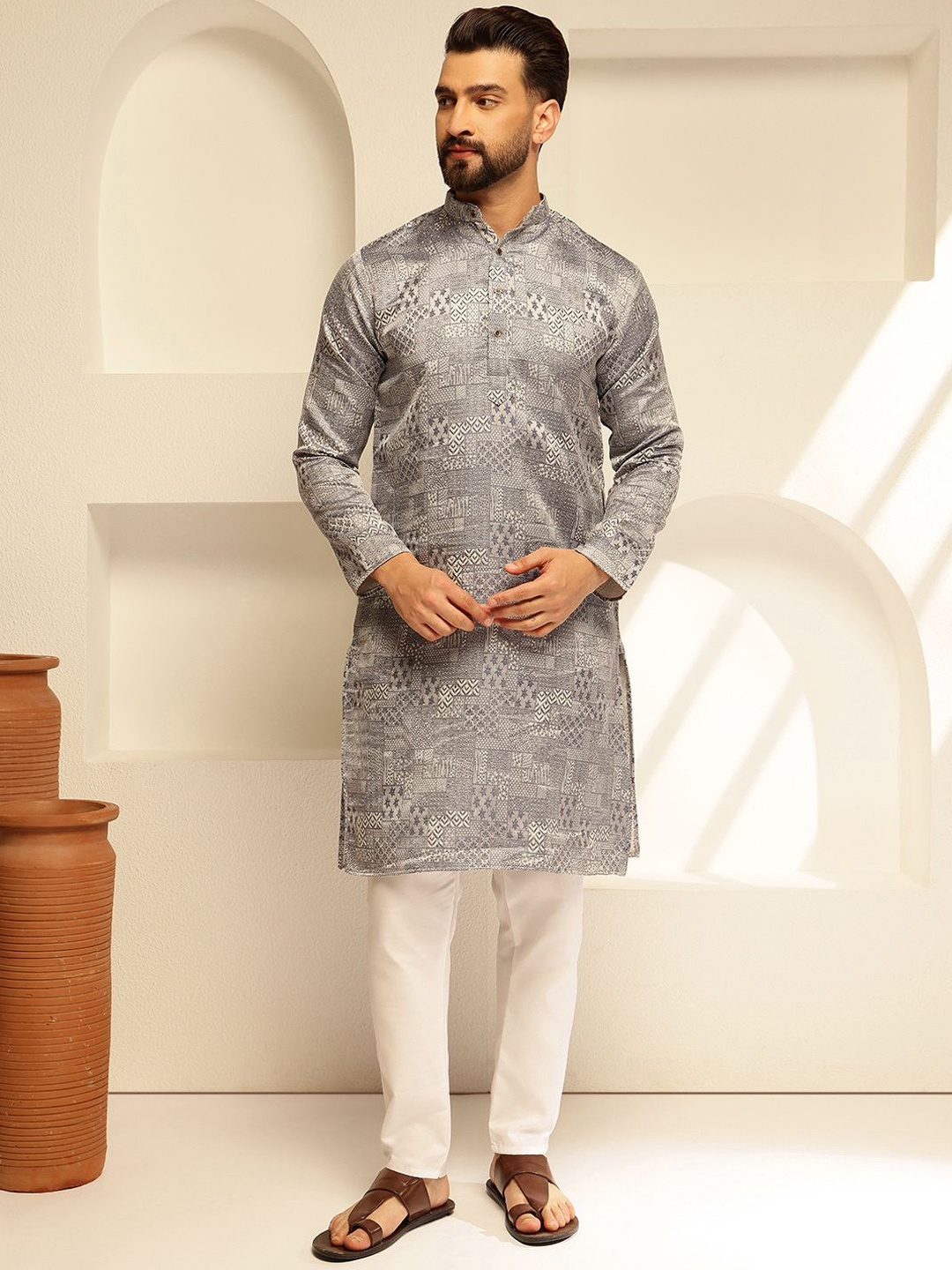 

SOJANYA Men Regular Kurta with Pyjamas, Blue