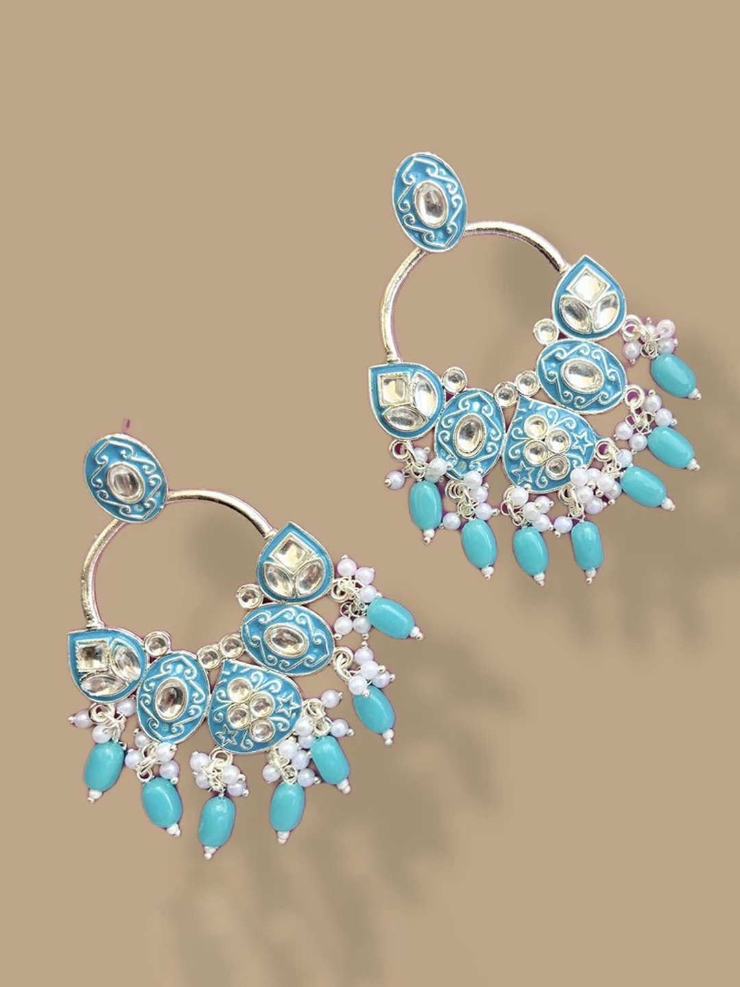 

MADDY SPACE Contemporary Chandbalis Earrings, Teal