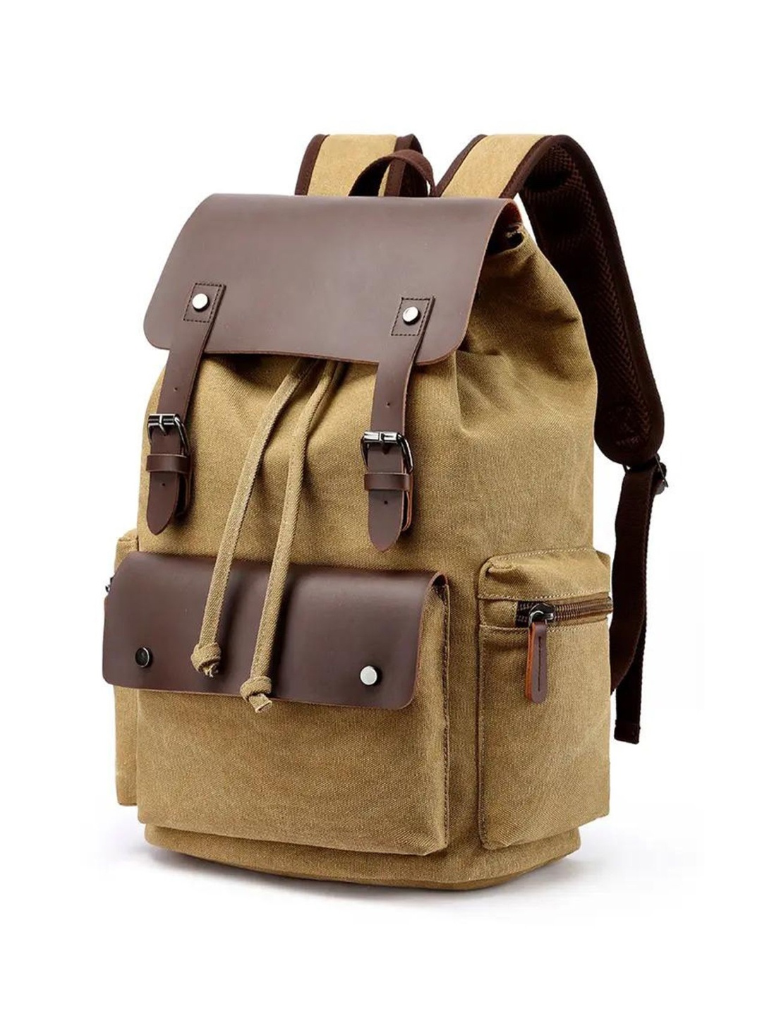 

The Roadster Lifestyle Co Canvas Drawstring Backpack, Camel brown