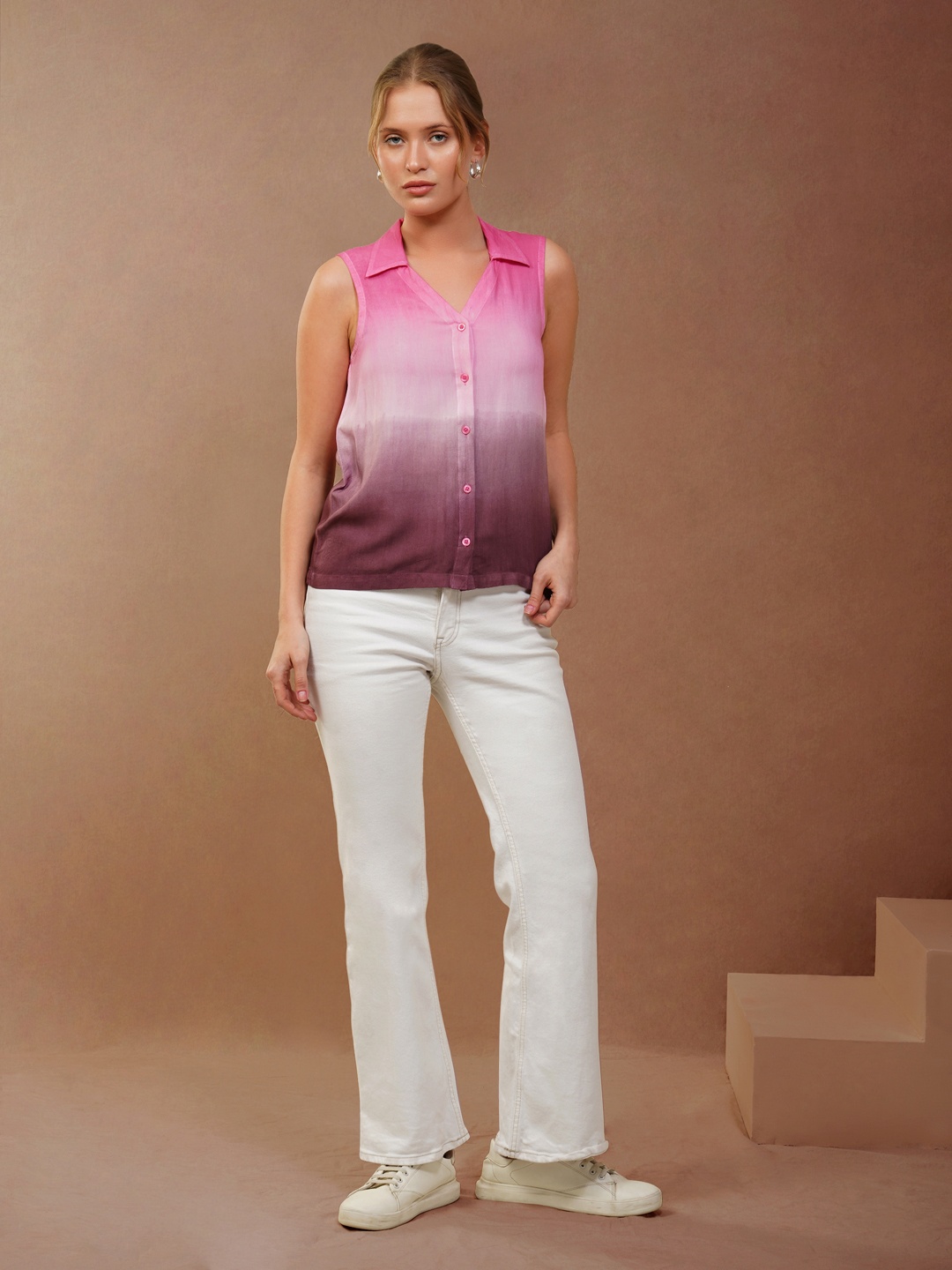 

Zenava by Myntra Women Opaque Faded Casual Shirt, Pink