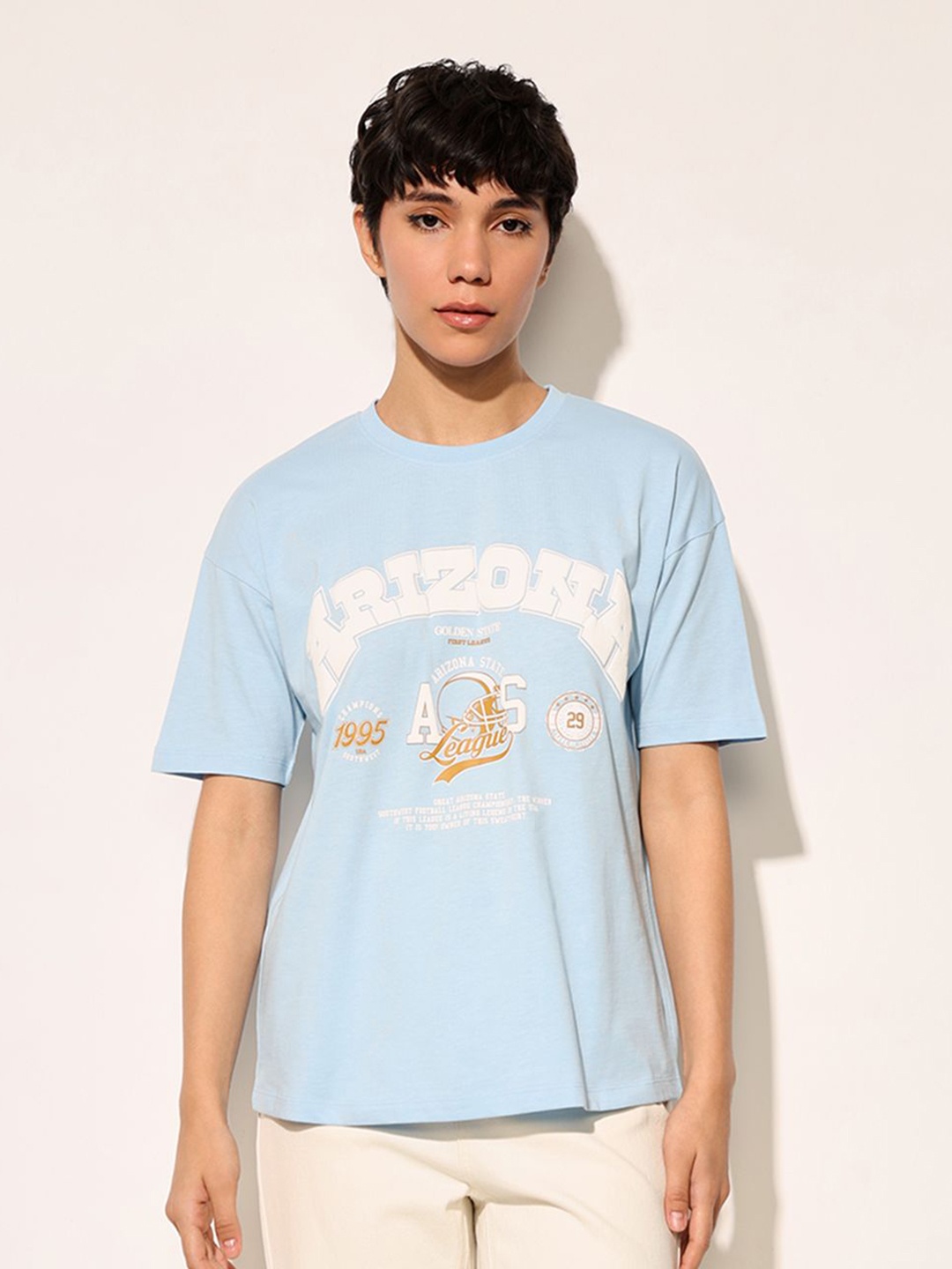 

ONLY Women Typography Printed T-shirt, Blue