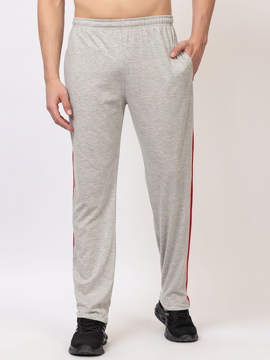

SZN Men Cotton Mid Rise Track Pants, Grey