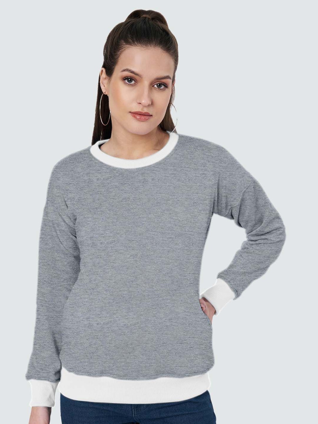 

BRINNS Women Colourblocked Sweatshirt, Grey