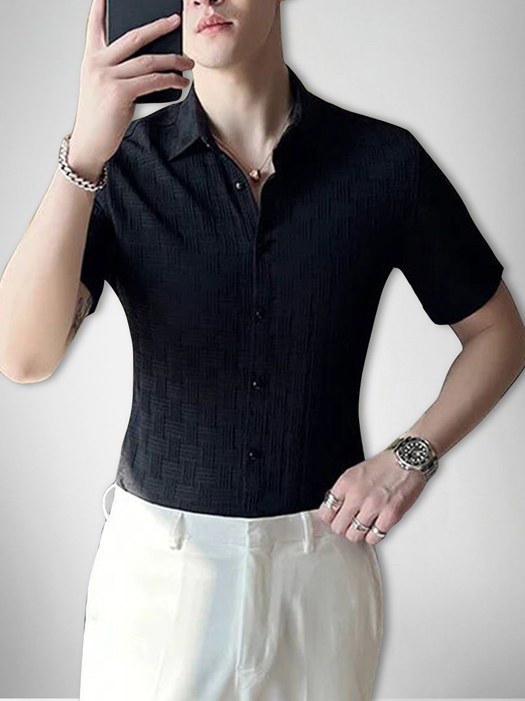 

Moda Rapido Men Original Opaque Casual Shirt, Black