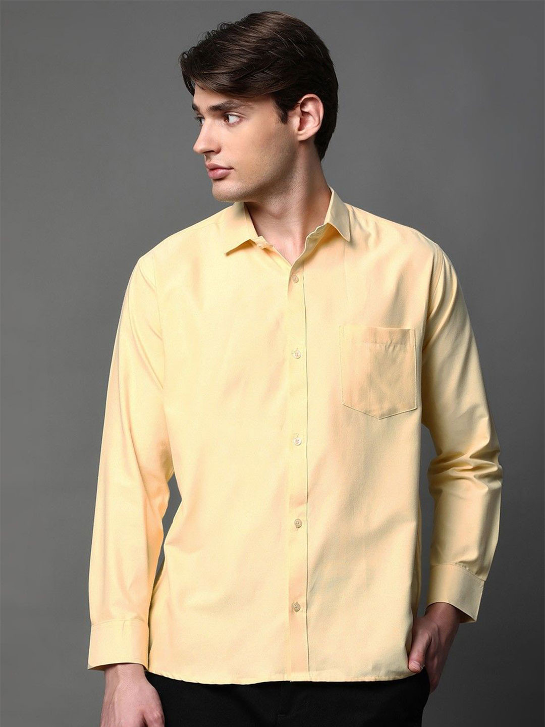 

BROWN BROTHERS Men Standard Opaque Casual Shirt, Yellow