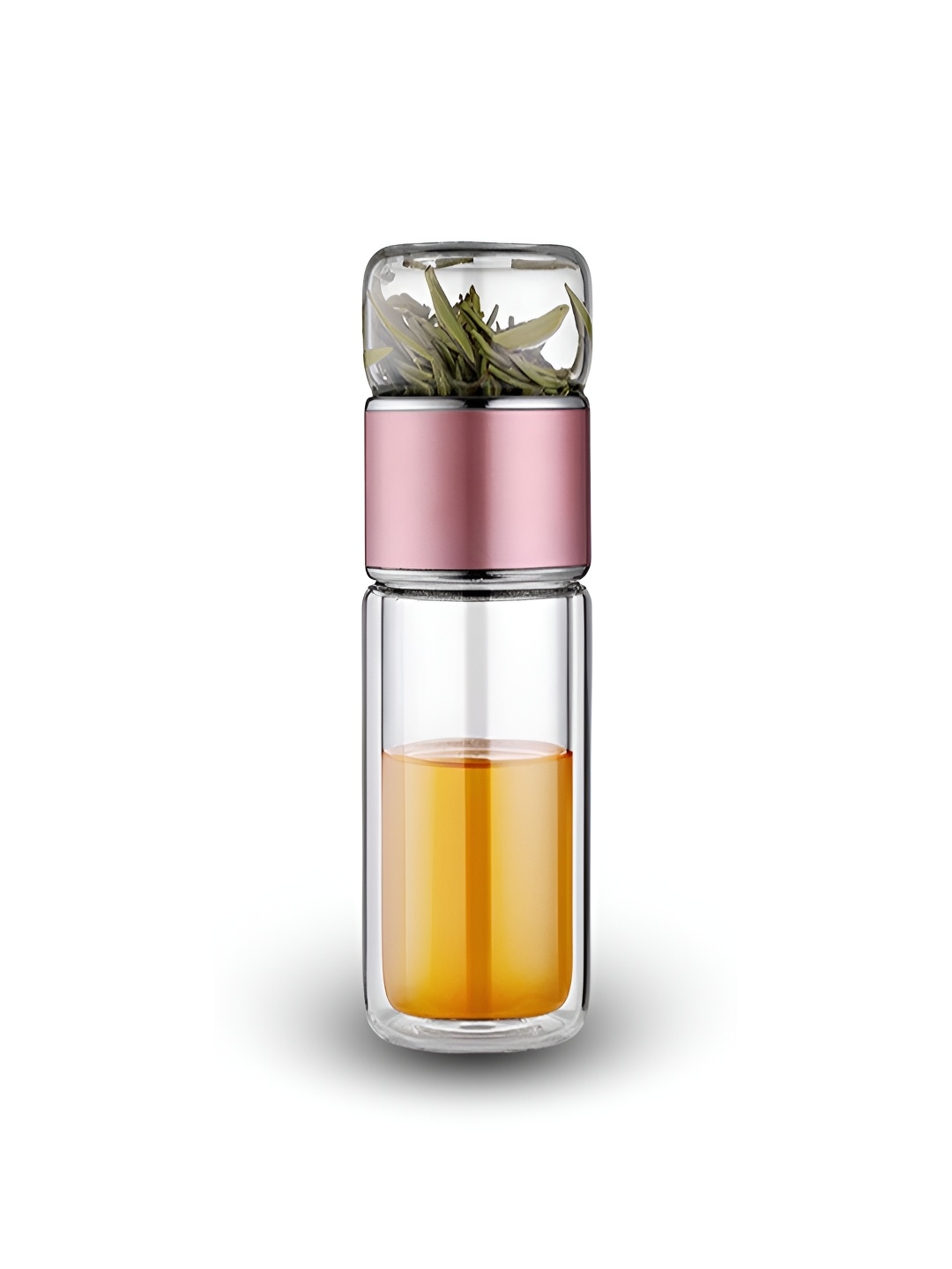 

YELONA Transparent & Pink Single Glass Solid Double Wall Vacuum Water Bottle