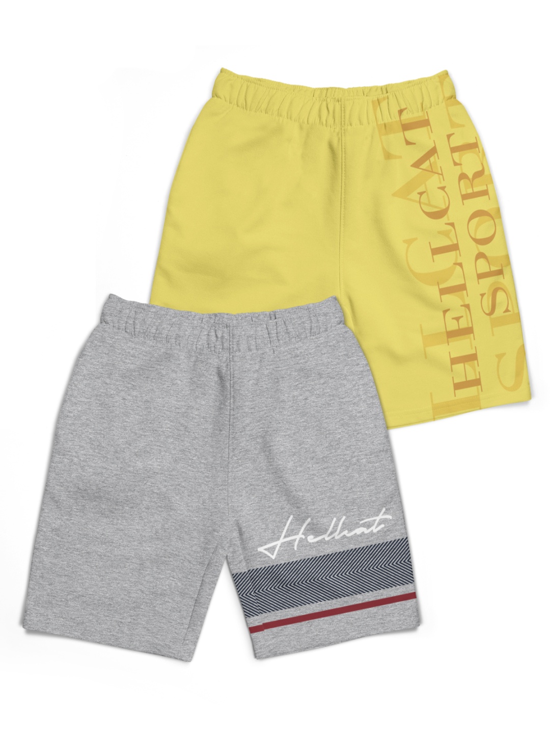 

HELLCAT Boys Typography Printed Shorts, Grey melange