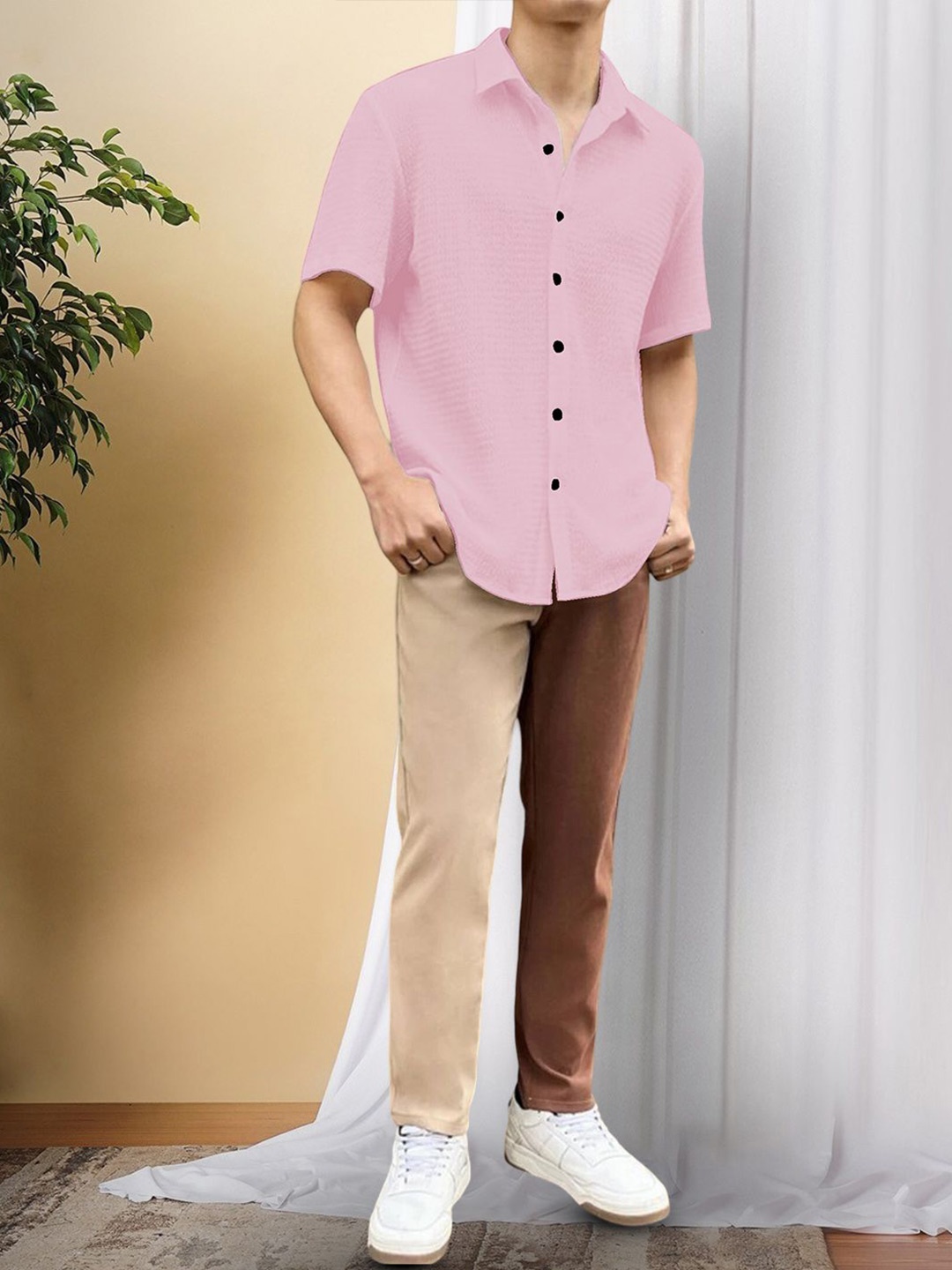 

Moda Rapido Men Original Opaque Casual Shirt, Pink