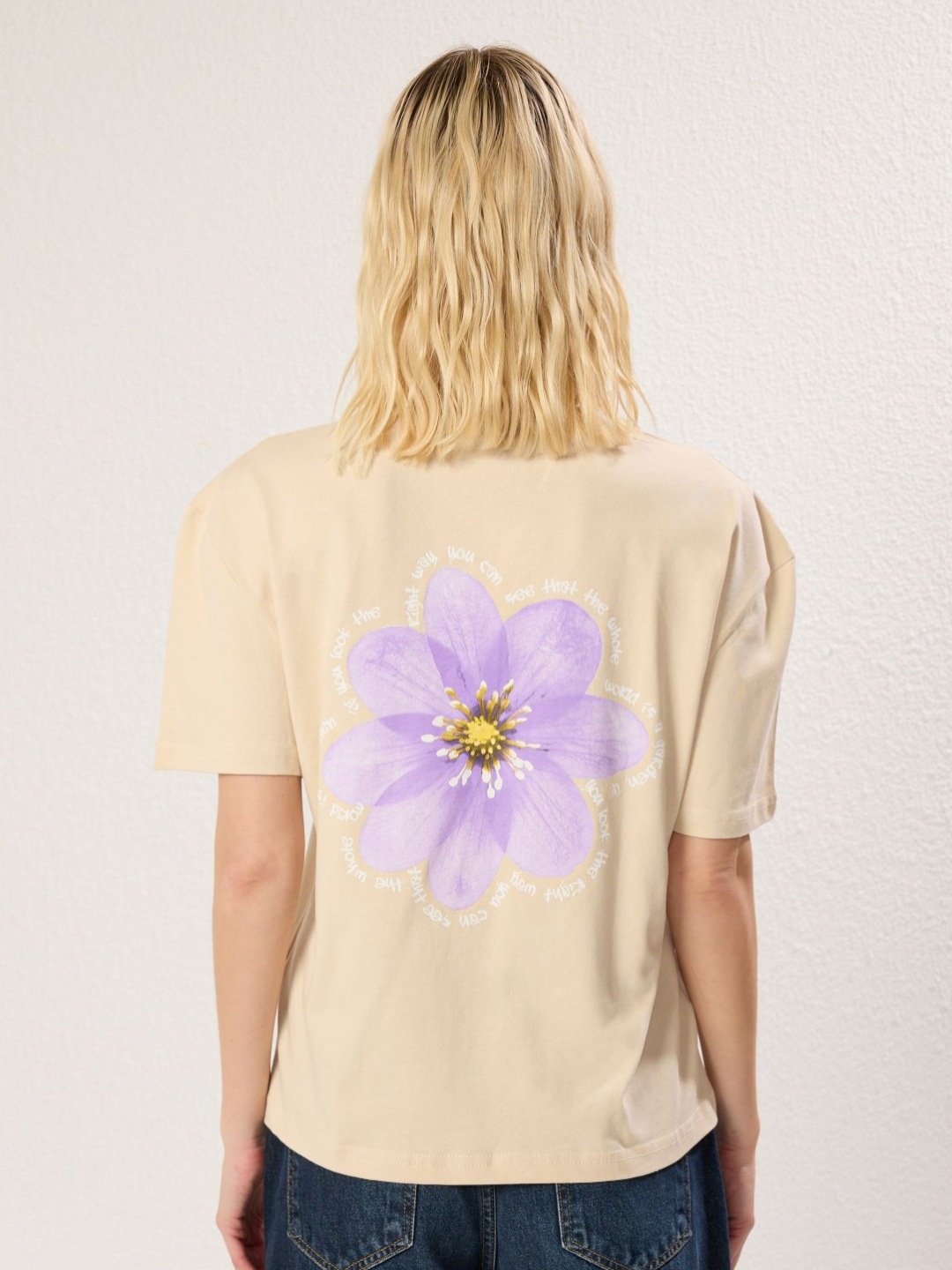 

Trendyol Women Floral Printed Extended Sleeves T-shirt, Na