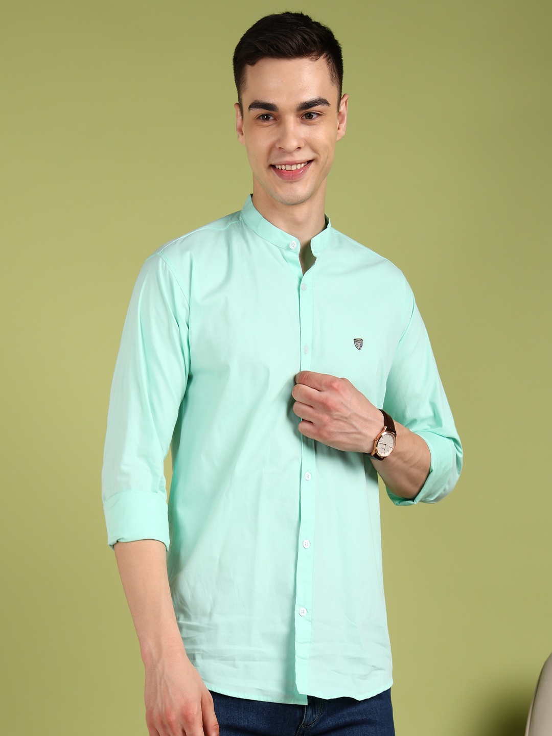 

PulseIQ Men Slim Fit Opaque Casual Shirt, Green