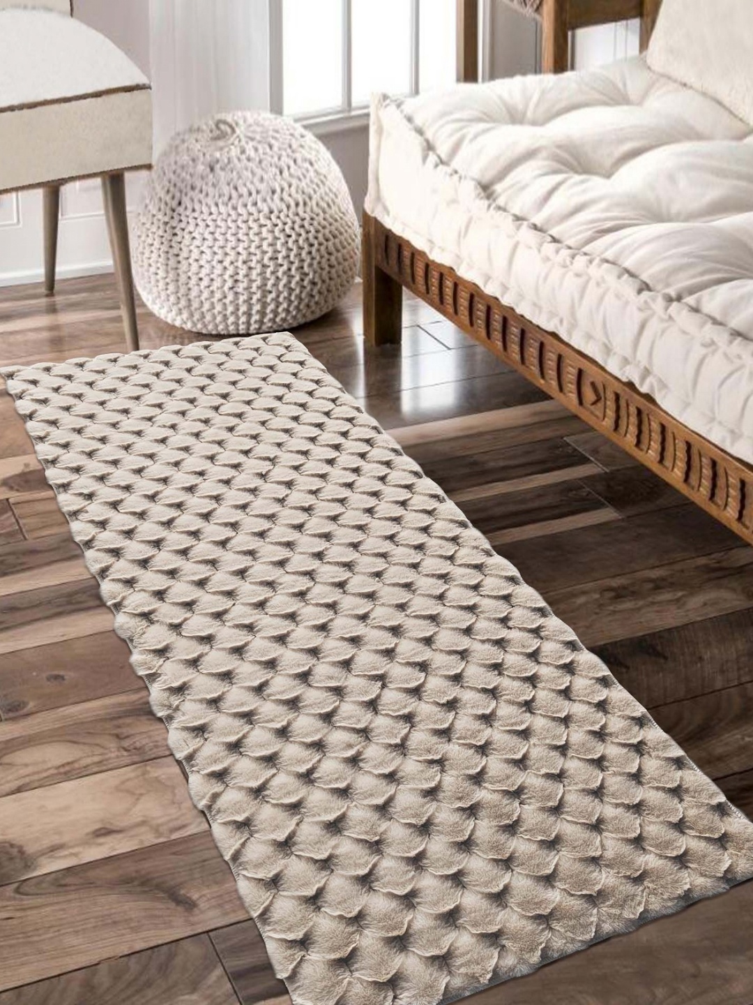 

OBSESSIONS Beige Rectangular Antistatic Non Slip Bedside Floor Runner