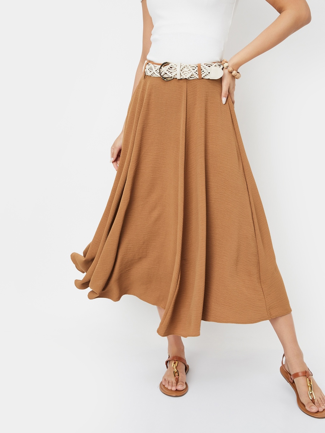 

max Flared Midi Skirt, Brown