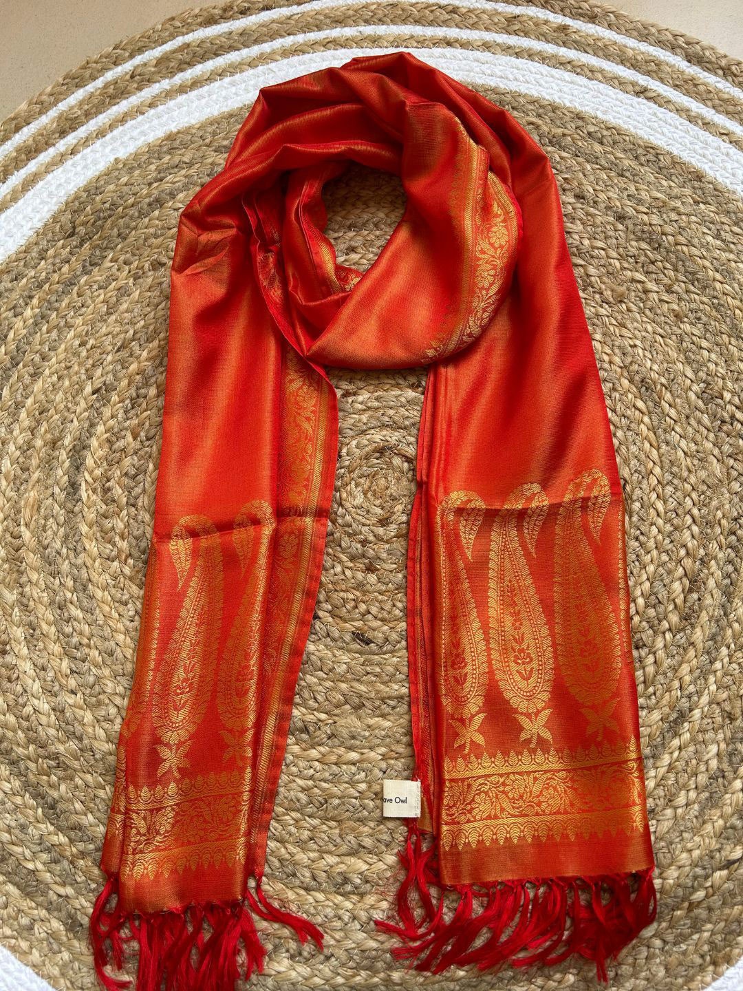 

Weave Owl Women Woven Design Stole, Orange