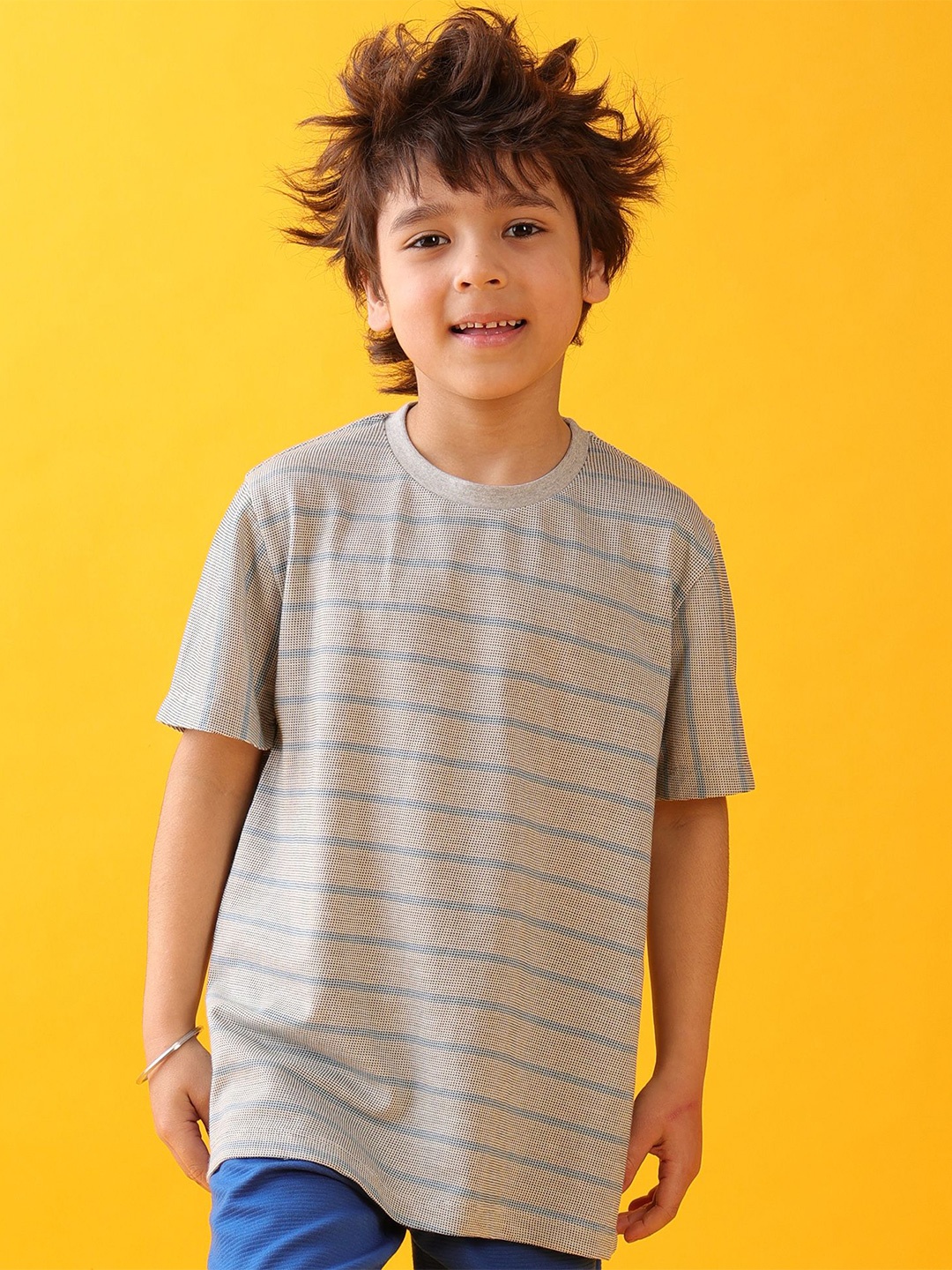 

Anthrilo Boys Printed Pockets T-shirt, Grey