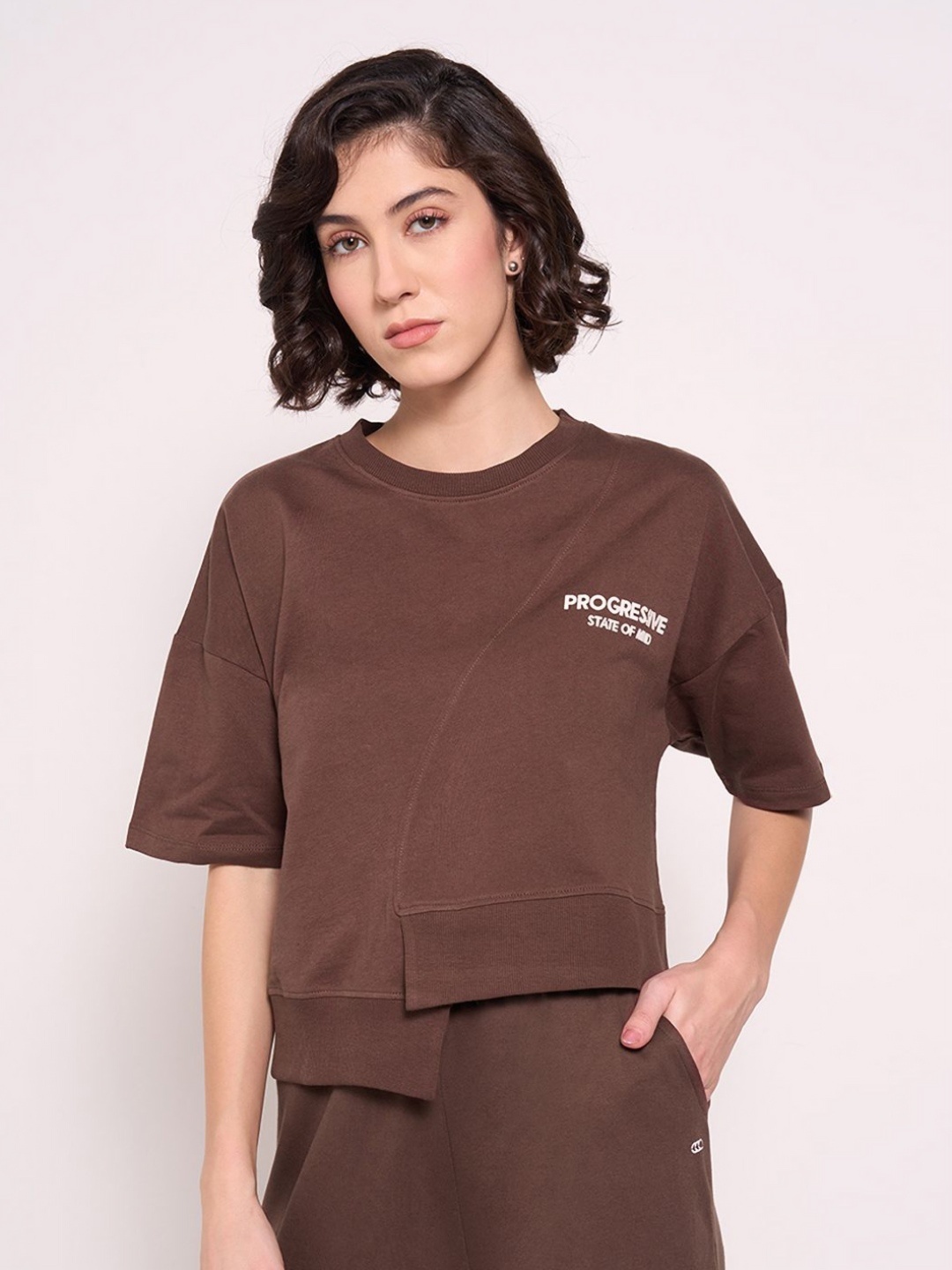 

Ajile by Pantaloons Women Slim Fit T-shirt, Brown