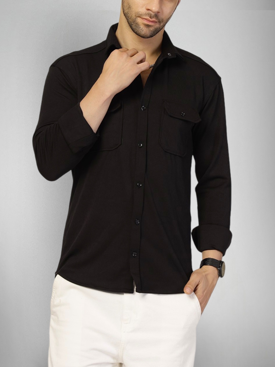 

SZN Men Original Opaque Casual Shirt, Black