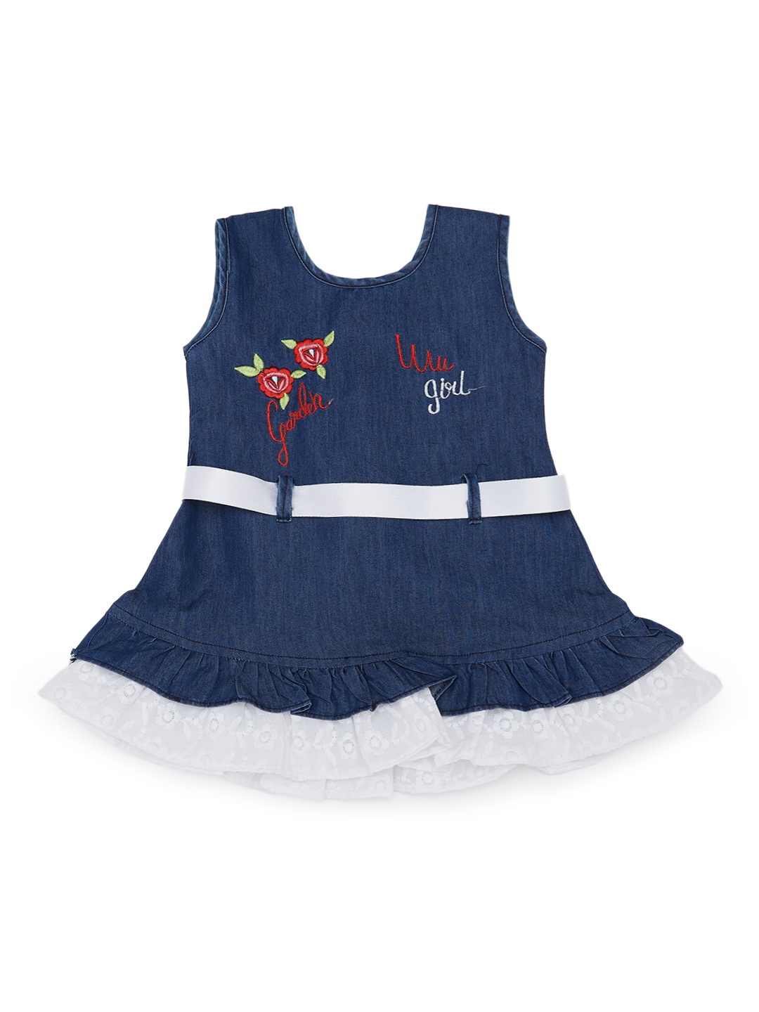 

BAESD Floral Denim A-Line Dress, Navy blue