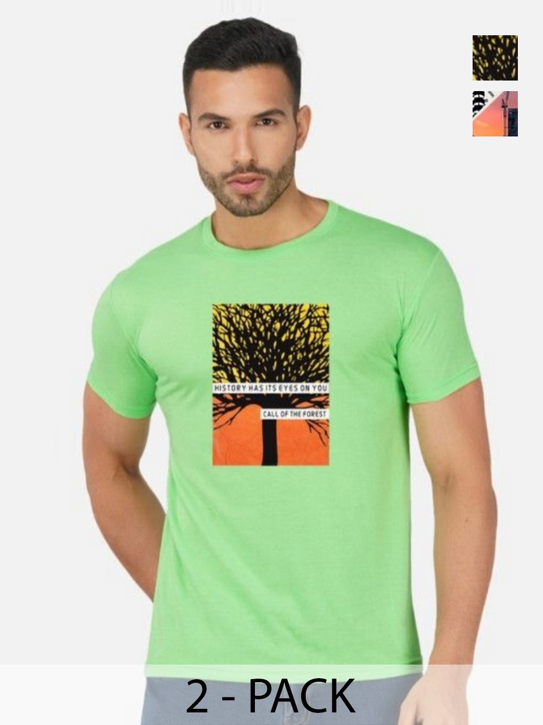 

GLOBAL NOMAD Men 2 Printed Bio Finish T-shirt, White