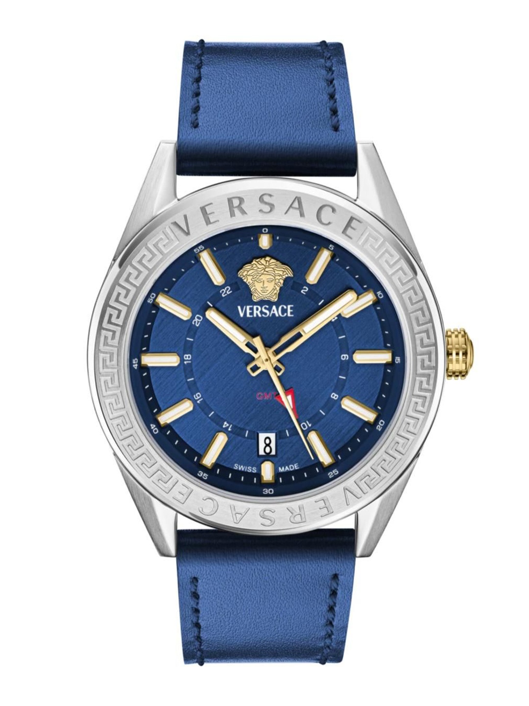 

Versace Men Brass Dial & Leather Straps Analogue Watch VEAFA0124, Blue