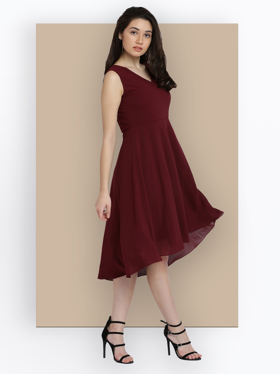 

Chemistry Georgette Fit & Flare Dress, Maroon