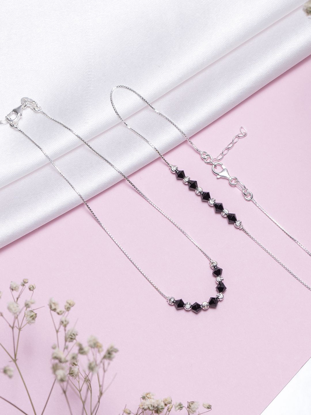 

Zavya Rhodium-Plated Anklet, Silver