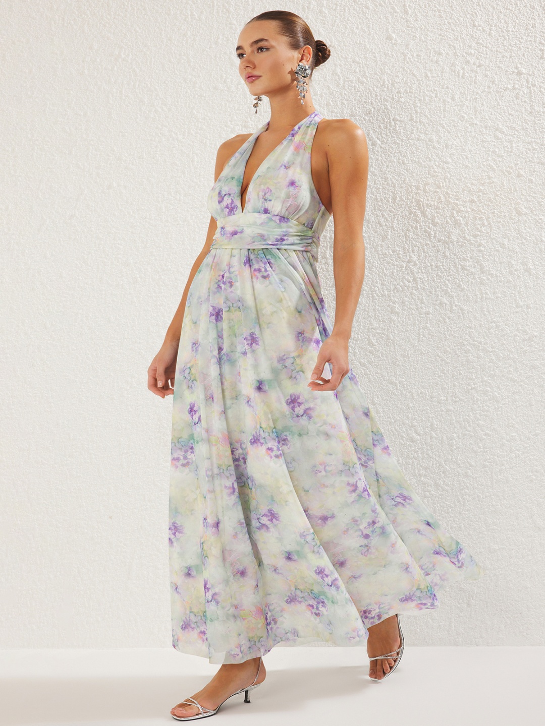 

Trendyol Floral Print Maxi Dress, Na