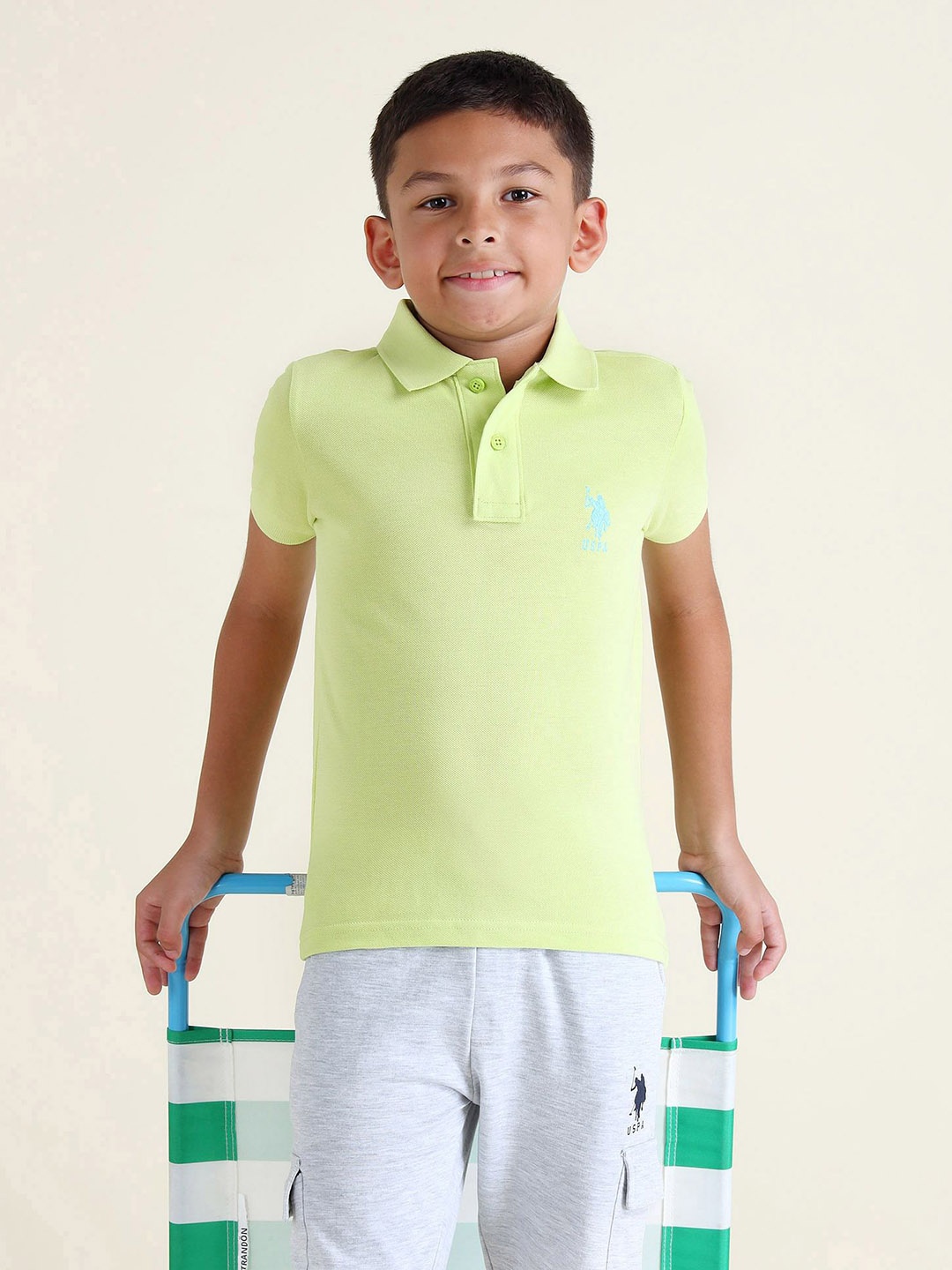 

U.S. Polo Assn. Kids Boys Pique Brand Logo Polo Pure Cotton T-shirt, Green