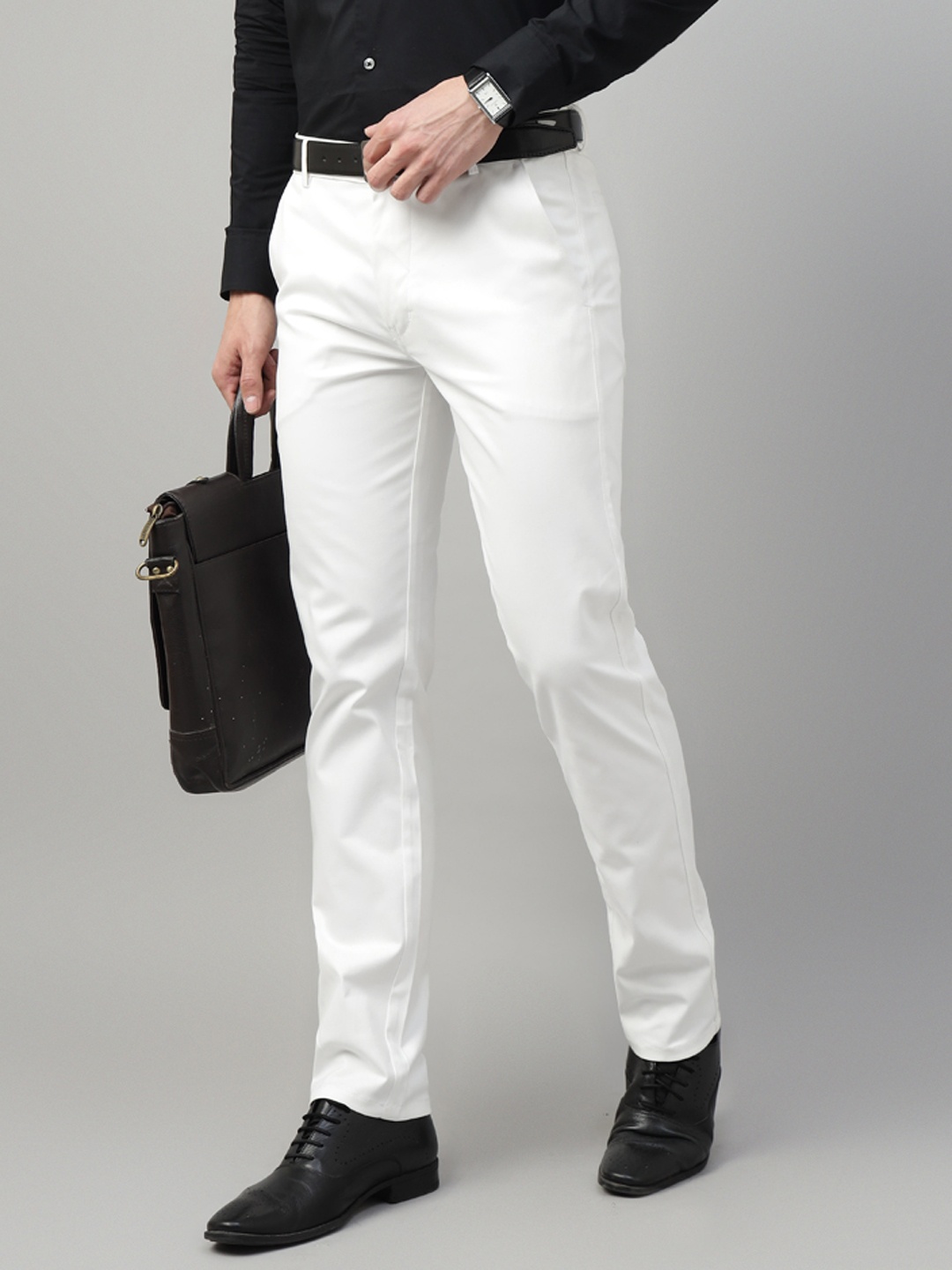 

Hancock Men Slim Fit Chinos Trousers, White