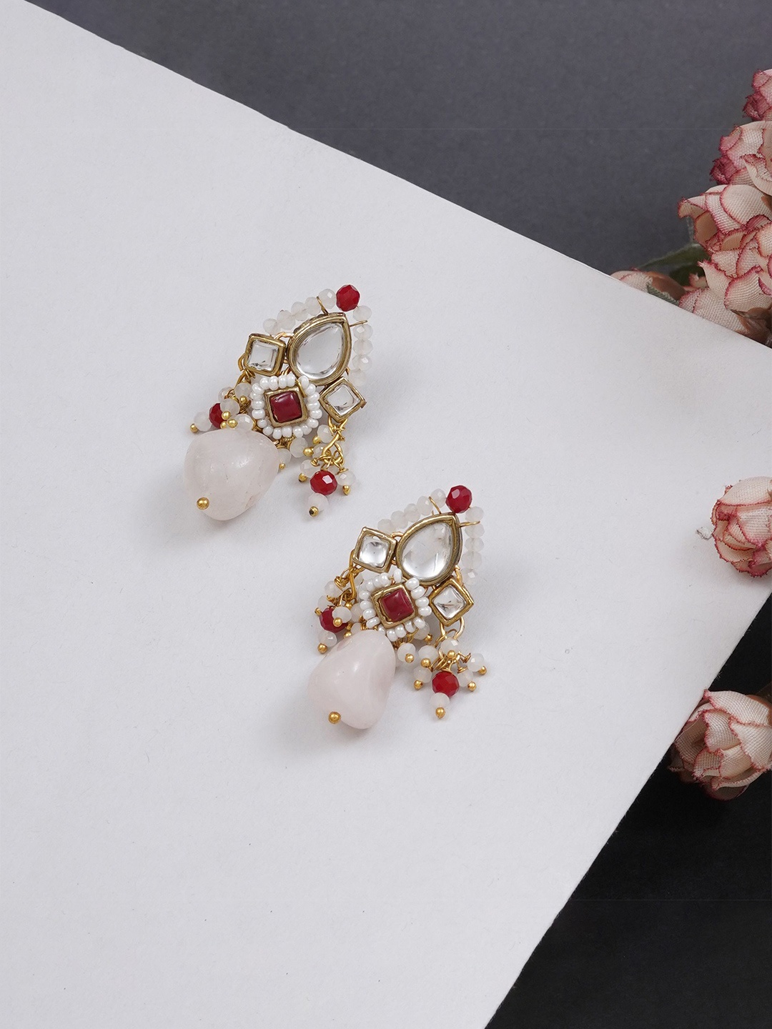 

BeAbhika Contemporary Drop Earrings, Maroon