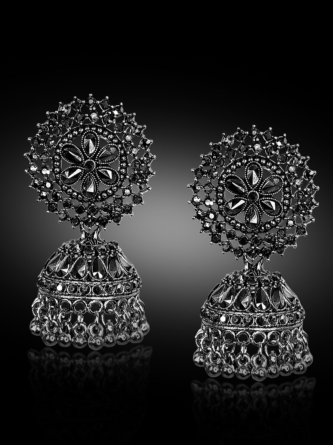 

Adhvik Classic Jhumkas Earrings, Grey