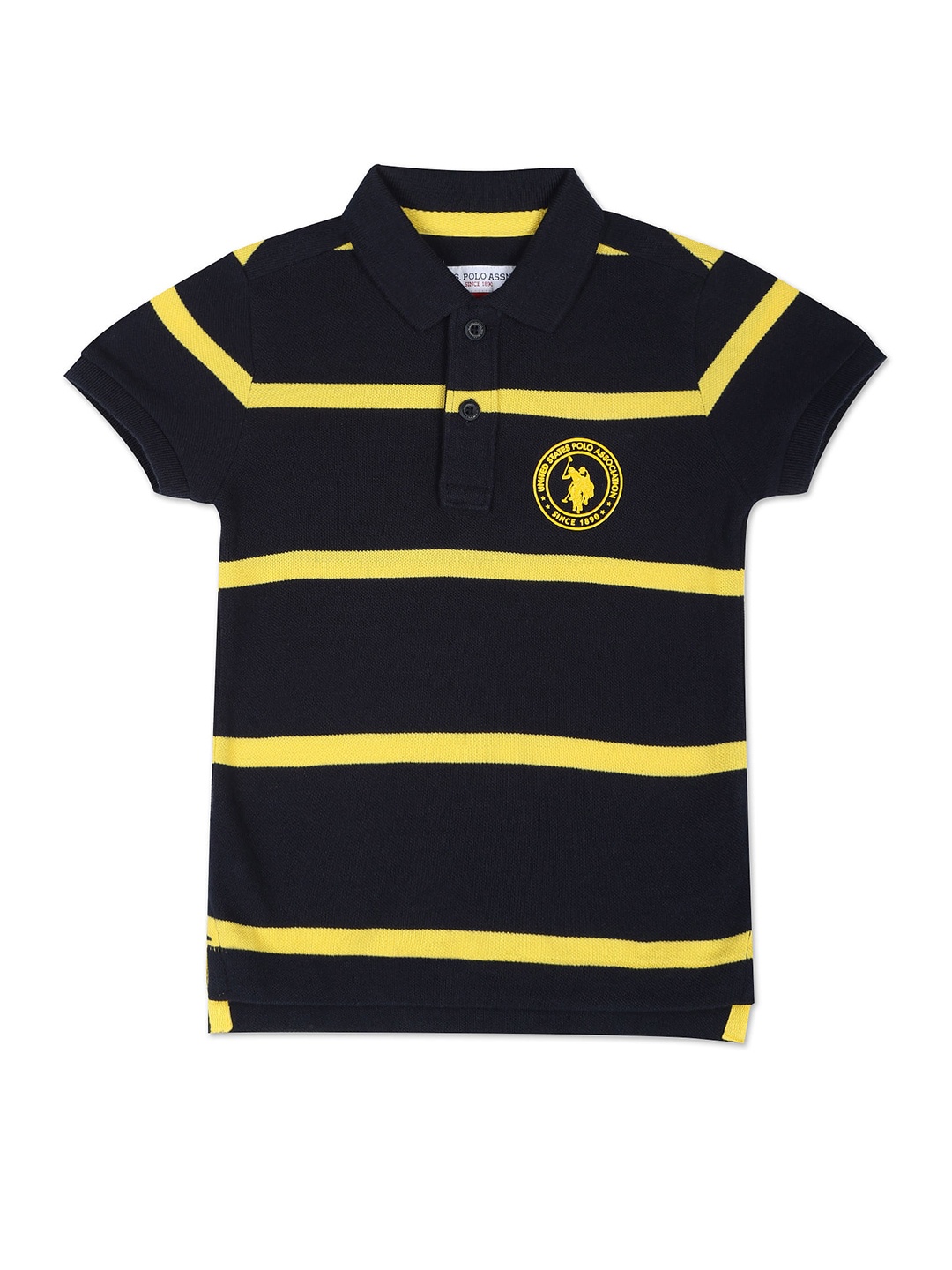 

U.S. Polo Assn. Kids Boys Pure Cotton Striped Polo Collar T-shirt, Blue