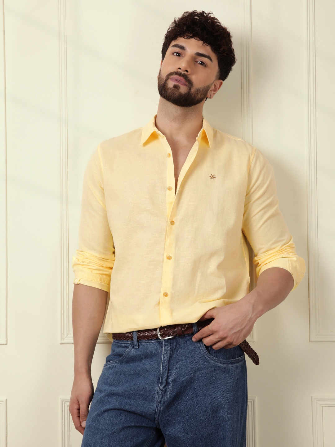 

WROGN Men Comfort Slim Fit Casual Shirt, Yellow