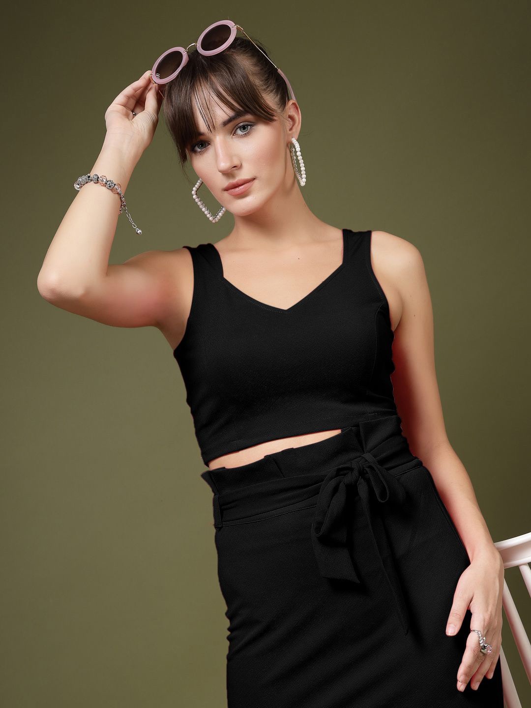 

DressBerry Sweetheart Neck Crop Top, Black