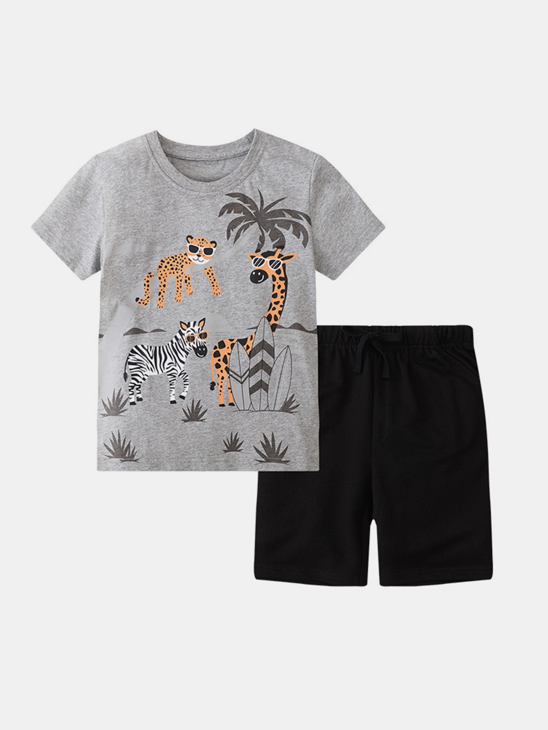 

YK Boys Printed Short Sleeve T-Shirt & Shorts Clothing Set, Grey