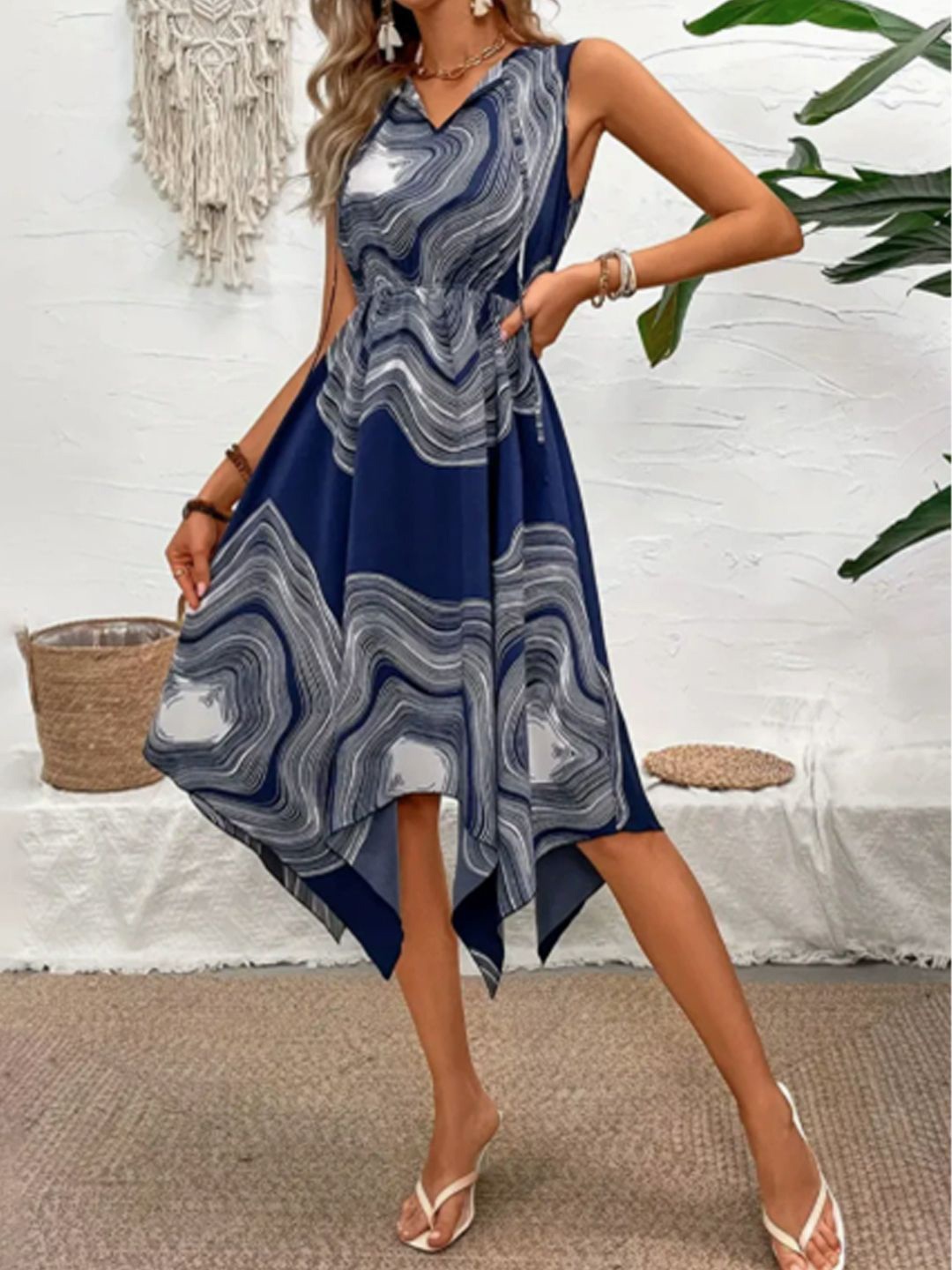 

all about you Print A-Line Dress, Blue