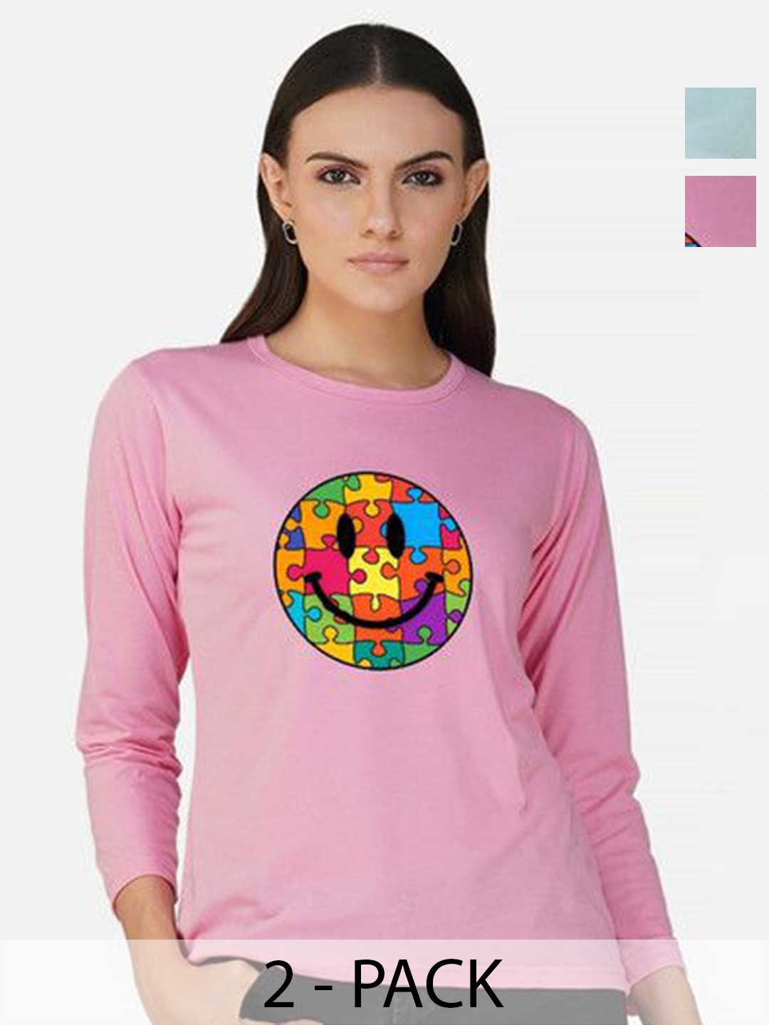 

Metronaut Women 2 Printed Bio Finish Applique T-shirt, Turquoise blue